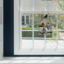 Load image into Gallery viewer, Bird Cage Stained Glass Window Panel