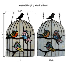 Load image into Gallery viewer, Bird Cage Stained Glass Window Panel