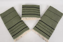 Load image into Gallery viewer, Turkish Bath Towel-Olive Black Stripe
