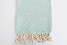 Load image into Gallery viewer, Turkish Hand Towel-Mint Cream Diamond Print
