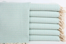 Load image into Gallery viewer, Turkish Hand Towel-Mint Cream Diamond Print