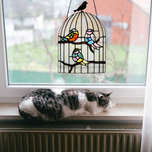 Load image into Gallery viewer, Bird Cage Stained Glass Window Panel