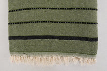 Load image into Gallery viewer, Turkish Bath Towel-Olive Black Stripe