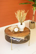 Load image into Gallery viewer, Round Wood &amp; Metal Coffee Table