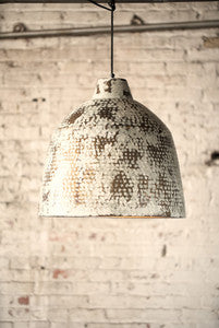Rustic White Washed Metal Pendant Light
