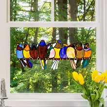 Load image into Gallery viewer, Multicolor Birds on Branch Stained Glass Window Panel