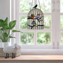 Load image into Gallery viewer, Bird Cage Stained Glass Window Panel