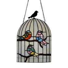 Load image into Gallery viewer, Bird Cage Stained Glass Window Panel
