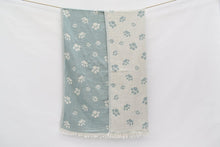 Load image into Gallery viewer, Turkish Bath Towel- Teal Paw Print