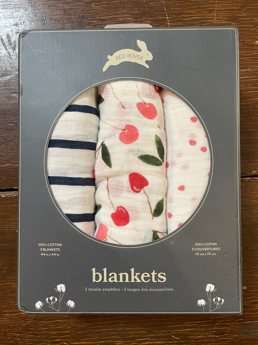 Muslin Blanket Set- Cherry/Stripe/Dot