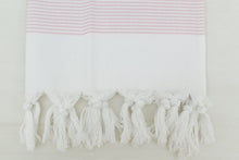 Load image into Gallery viewer, Turkish Hand Towel- Light Pink White Stripe