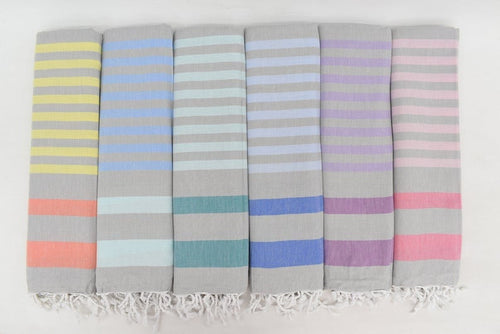 Turkish Bath Towels- Gray & Varied Pastels