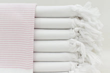 Load image into Gallery viewer, Turkish Hand Towel- Light Pink White Stripe
