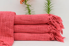 Load image into Gallery viewer, Turkish Throw Blanket- Deep Coral