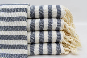 Turkish Hand Towel- Grey and White Stripe