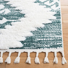 Load image into Gallery viewer, Teal &amp; Cream Shag Moroccan Runner