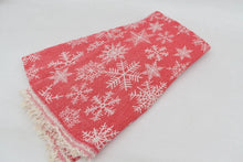 Load image into Gallery viewer, Turkish Bath Towel-Red Snowflake