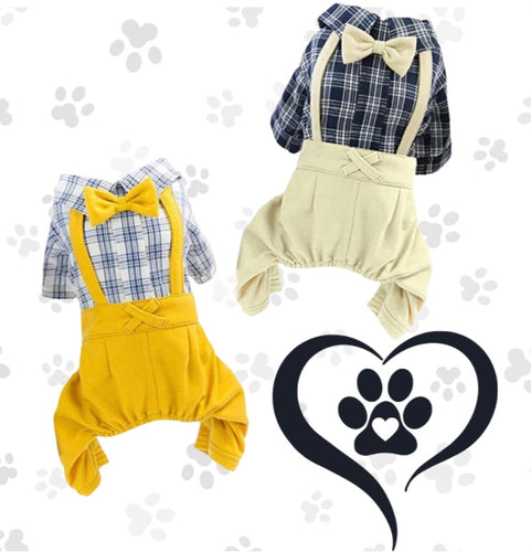 Doggie Outfit-Plaid Shirt With Bow Tie