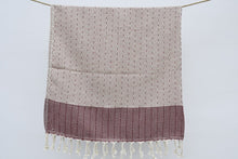 Load image into Gallery viewer, Turkish Hand Towel- Burgundy and Cream