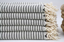 Load image into Gallery viewer, Turkish Hand Towel- Black and White Stripe
