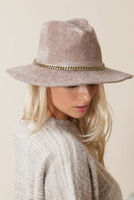 Load image into Gallery viewer, Enchanted | Chenille Ridged Fedora with Chain-link Trim - Black &amp; White Interiors