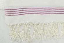 Load image into Gallery viewer, Turkish Bath Towel-Cream Purple Stripe