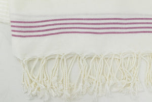 Turkish Bath Towel-Cream Purple Stripe