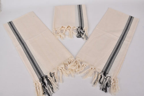 Turkish Hand Towel-Cream Black Stripe