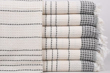Load image into Gallery viewer, Turkish Hand Towel-Cream Dark Green Stripe