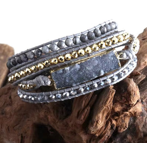 Wrap Bracelets-Brown/Black/Gray