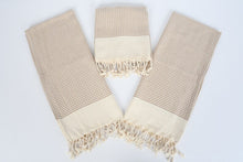 Load image into Gallery viewer, Turkish Hand Towel-Brown Cream Print