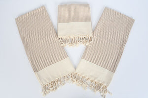 Turkish Hand Towel-Brown Cream Print