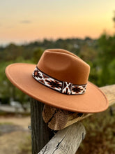 Load image into Gallery viewer, Wild Pony | Fedora Adorned with Aztec Belt Trim - Black &amp; White Interiors