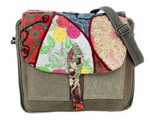 Load image into Gallery viewer, Vintage Fabric &amp; Recycled Military Tent Messenger Bag