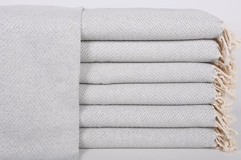 Turkish Hand Towel-Light Gray Chevron