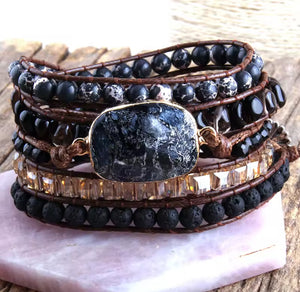 Wrap Bracelets-Brown/Black/Gray