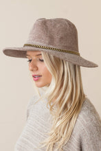 Load image into Gallery viewer, Enchanted | Chenille Ridged Fedora with Chain-link Trim - Black &amp; White Interiors
