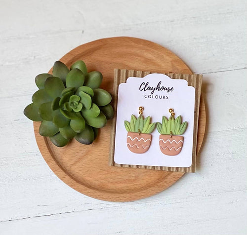 Snake Plant in Terracotta Pot Earrings