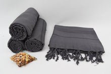 Load image into Gallery viewer, Turkish Bath Towel-Charcoal Stripe