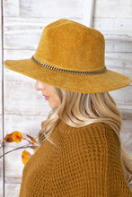 Load image into Gallery viewer, Enchanted | Chenille Ridged Fedora with Chain-link Trim - Black &amp; White Interiors