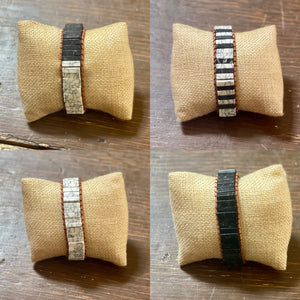 Stone Leather Bracelets-Black/White
