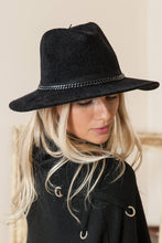 Load image into Gallery viewer, Enchanted | Chenille Ridged Fedora with Chain-link Trim - Black &amp; White Interiors