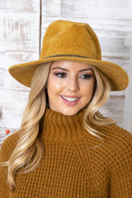 Load image into Gallery viewer, Enchanted | Chenille Ridged Fedora with Chain-link Trim - Black &amp; White Interiors