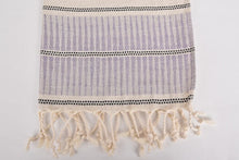 Load image into Gallery viewer, Turkish Hand Towel- Purple Linen Stripe