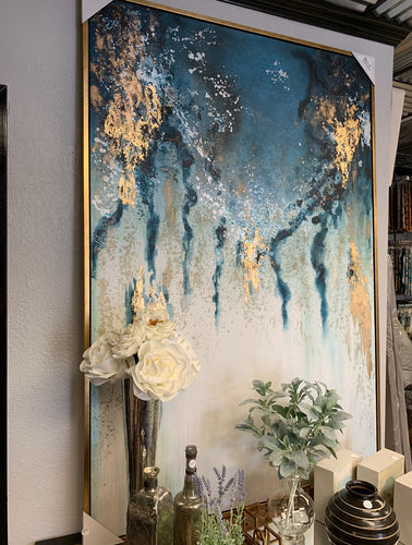 Blue & Gold Abstract Framed Art
