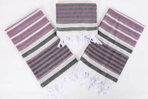 Turkish Bath Towel-Purple Gray Stripe