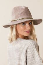 Load image into Gallery viewer, Enchanted | Chenille Ridged Fedora with Chain-link Trim - Black &amp; White Interiors
