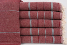 Load image into Gallery viewer, Turkish Bath Towel-Rust Gray Stripe