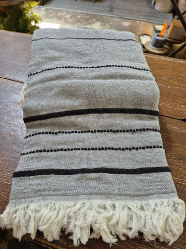 Turkish Hand Towel-Gray Black Stripe