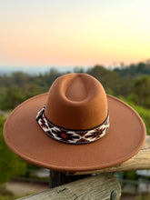 Load image into Gallery viewer, Wild Pony | Fedora Adorned with Aztec Belt Trim - Black &amp; White Interiors